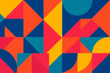 Vibrant geometric abstract with colorful shapes and depth