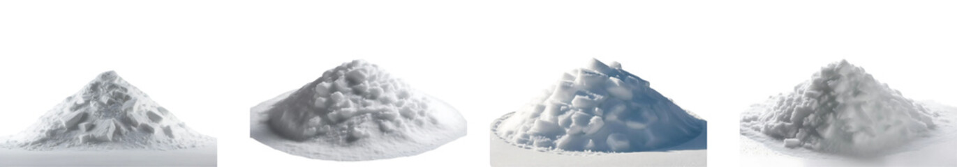 Fototapeta premium Set of pile snow isolated on transparent cutout background, cut out, png