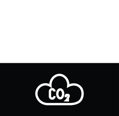 Cloud co2 reduction vector icons. Cloud co2 symbol with down arrow vector outline and silhouette icon set. Reduce co2 gas icon set