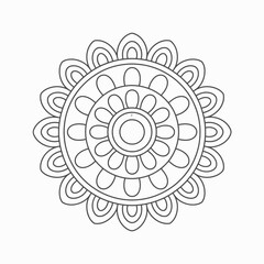 Intricate floral mandala design silhouette isolated on white background