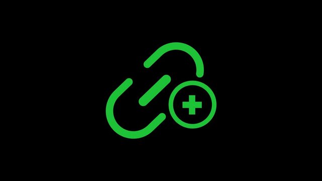 Add hyperlink icon animation on black background .HD 4k video motion 