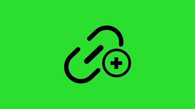 Add hyperlink icon animation on green background .HD 4k video motion 
