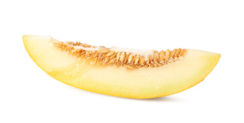 Slice of fresh ripe melon isolated on white