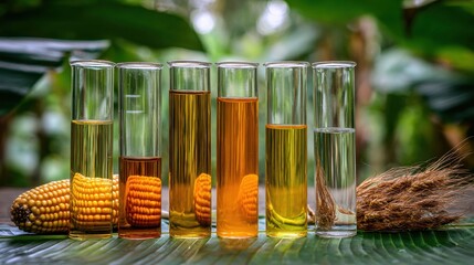 A luxurious culinary scene showcasing premium corn oil in graceful bottles, emphasizing wholesome cooking with a touch of elegance.