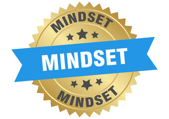 mindset. mindset round blue and gold label isolated on transparent background