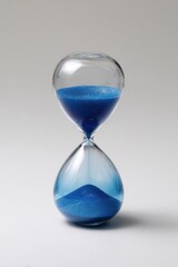 Clear hourglass, blue sand