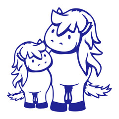 2 cute horses child family mum dad mother father