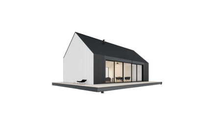 PNG a 3d model of a small house in black and white on a transparent background