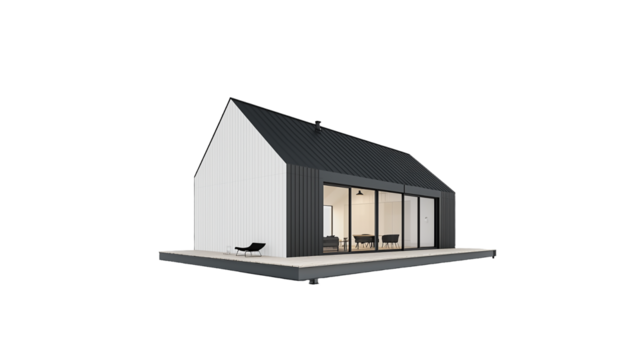 PNG a 3d model of a small house in black and white on a transparent background