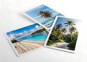 Floating Photo Cards with Tropical Beach Landscape