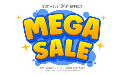 Mega sale editable 3D text effect promotion style