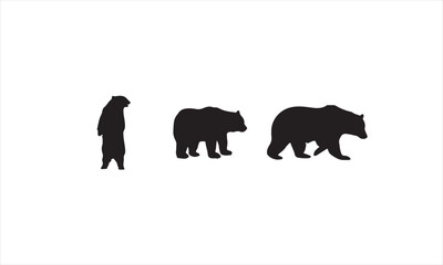 Three black bear silhouettes, showcasing size variation.