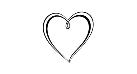 Elegant calligraphic heart with a double line outline on a white background.