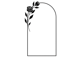 Elegant rose archway silhouette decorative element for romantic garden and wedding designs transparent background