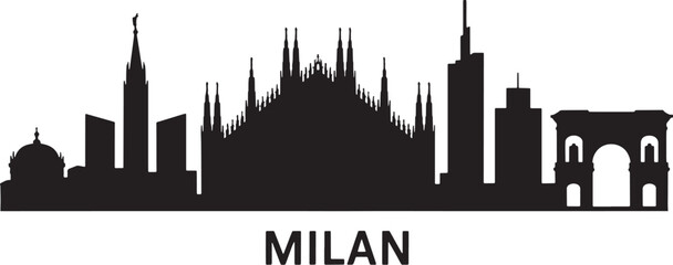 Naklejka premium Milan Skyline Silhouette Vector Illustration Cityscape Italy Urban Landmark Travel Destination