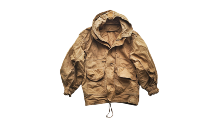 PNG a raincoat with a hood is worn over a parka on a transparent background