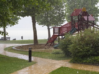 Rainy Day at Lake Balaton Playground