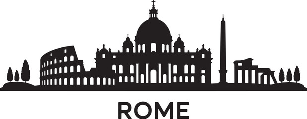 Rome Skyline Silhouette Vector Illustration Cityscape Italy Urban Landmark Travel Destination
