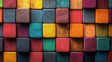 Abstract Geometric Wooden Cubes Background, Colorful Seamless Pattern with Copyspace for Text Design​
