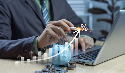Finance and investment concept. Interest rates, dividend growth, deposit returns, retirement...