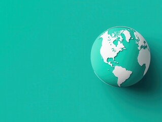 Simplified Earth globe in green and blue minimal style, eco concept