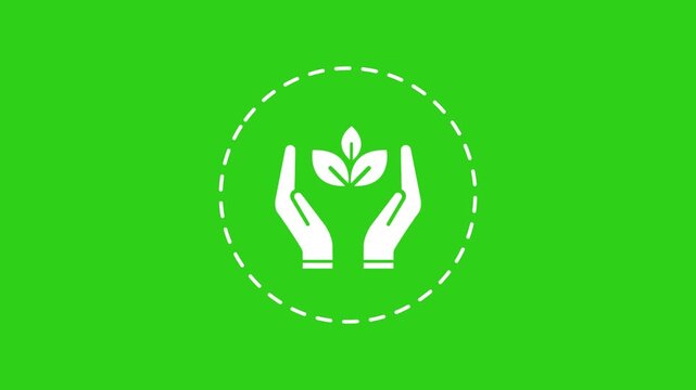 conservation can be used for earth day icon animation with green background .4k motion video animation 