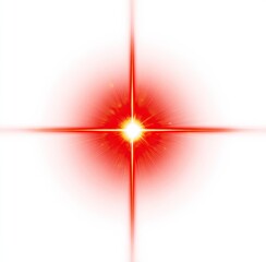 Central red light flare, radiating outwards with cross-shaped beams