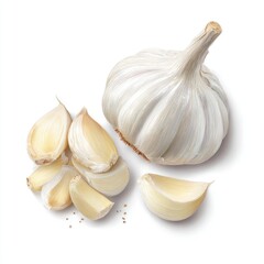 Fresh garlic bulb and cloves