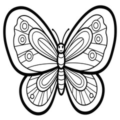  Big, Friendly Butterfly: A large butterfly with very thick, bold outlines and simple, round wings.