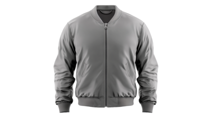 PNG a black bomber jacket with a on a transparent background