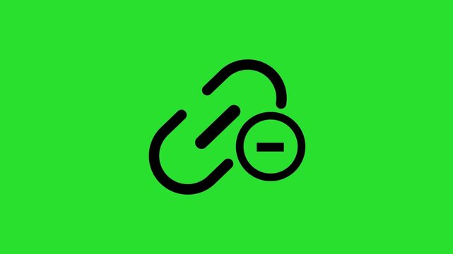 hyperlink unlinked icon animation on green background . HD video 