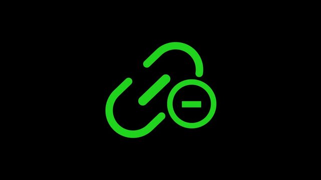 hyperlink unlinked icon animation on black background . HD video 