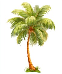 Vibrant, detailed illustration of a tropical palm tree