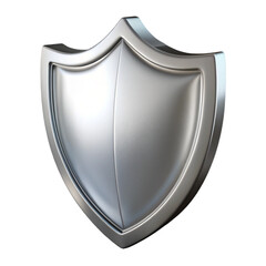 Silver shield symbol for protection and security isolated on transparent background