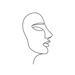 Minimalist single line drawing a human face in profile vector