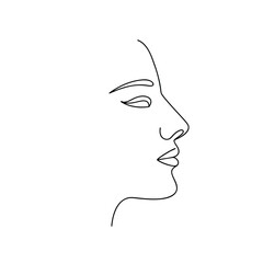 Minimalist single line drawing a human face profile vector 1