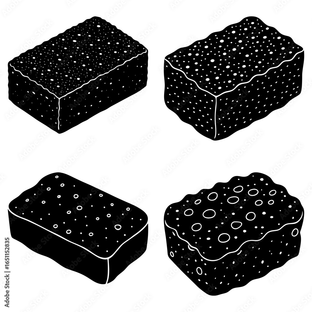 Aufkleber four black rectangular porous objects with varying hole densities arranged on a white background