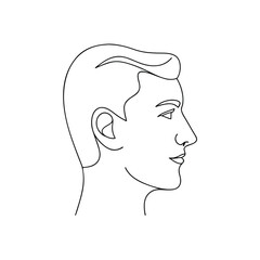 Minimalist single line drawing a man's profile male head