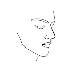 Minimalist single line drawing a man's profile with closed eyes face