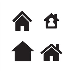 Simple Black Home Icons Set for Web Design