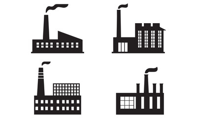 Obraz premium Factory Icons Collection Colorful & Industrial Building Designs
