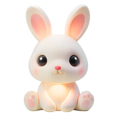 Obraz premium Cute Glowing Bunny Rabbit Night Light Illustration on transparent background glowing bunny