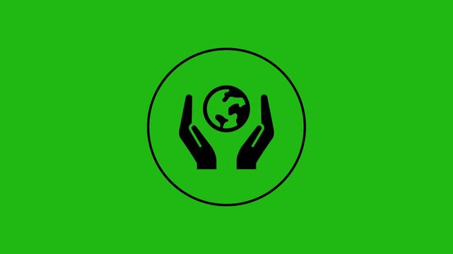 save the world logo icon animation on green background .4k HD video 