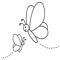  Butterfly Family: One large butterfly and one small butterfly flying together.