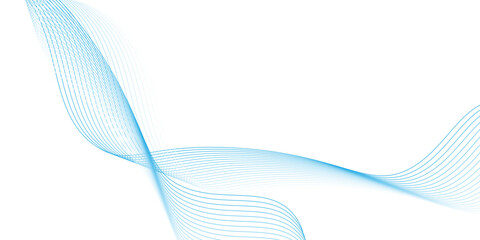 Abstract blue smooth waves on white background.Vector illustration.