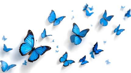 Blue butterfly on a flower, Abstract blue butterfly