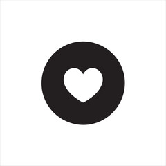 Simple black circle icon with a white heart.