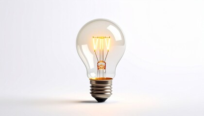 "Light bulb glowing, isolated on white background, innovation concept"
