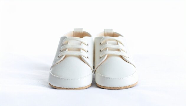 "Pair of baby shoes, isolated on white background, childhood and parenting theme"
