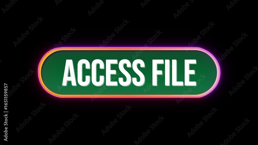 Fototapete access file button click animation with computer mouse cursor and luxury neon glow colorful border o